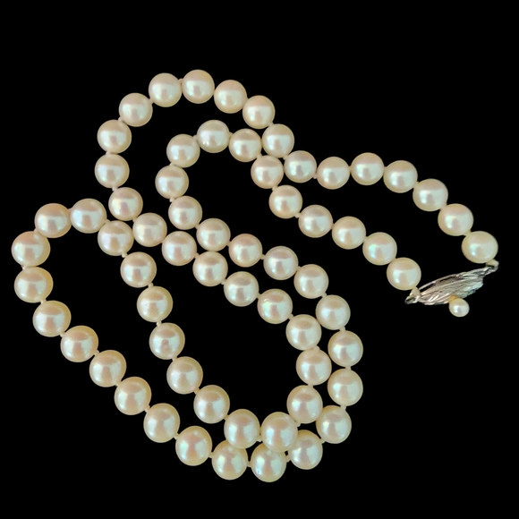 Vintage pearl necklace 925 sterling silver filigree clasp real pearls A0325 -Q1 - Picture 5 of 11